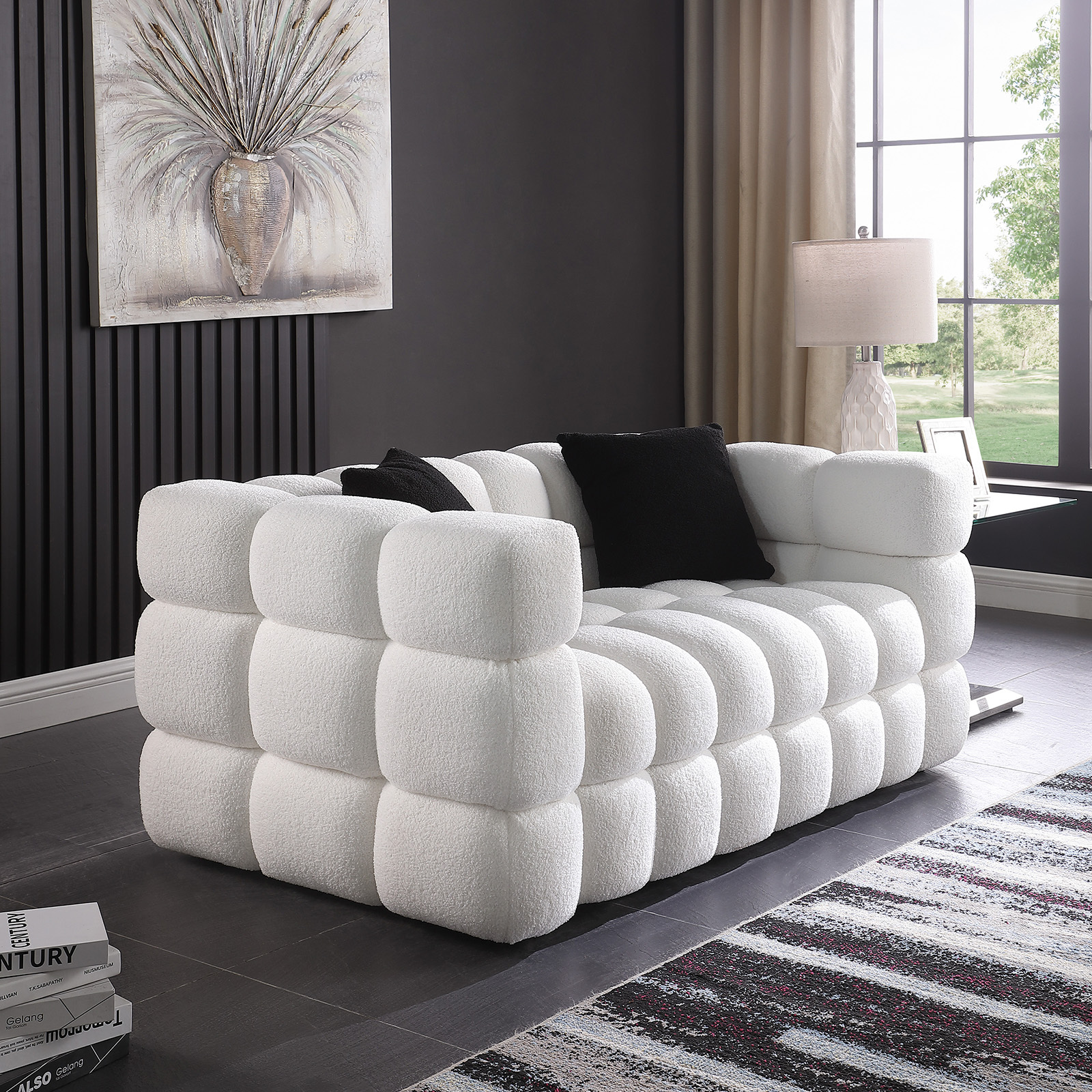 62.2length ,35.83inch Deepth ,human Body Structure For USA People, Marshmallow Sofa,boucle Sofa ,White Color, 2 Seater - Image 9