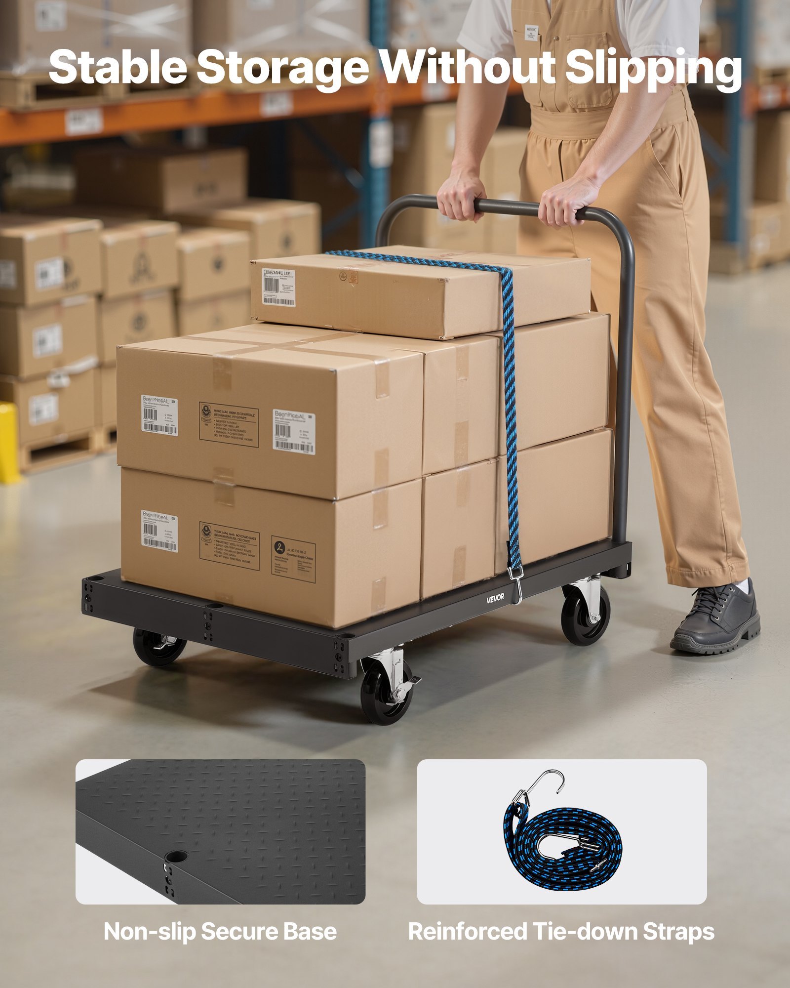 Drywall Cart Dolly, 1800 Lbs Load Capacity, 2-in-1 Steel Panel Truck Cart With 5 Inch Swivel Casters, 36 X 24 Inch Platform Truck With 4 Side Handrails For Factory, Warehouse, Garage, Black - Image 2