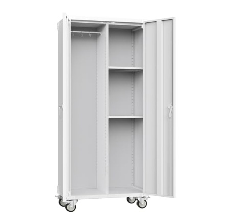 72 H Black Metal Garage Storage Cabinets With Lock Door, Adjustable Shelves And Wheels, Steel Tool Cabinets For Home,Office,Warehouse - Image 2
