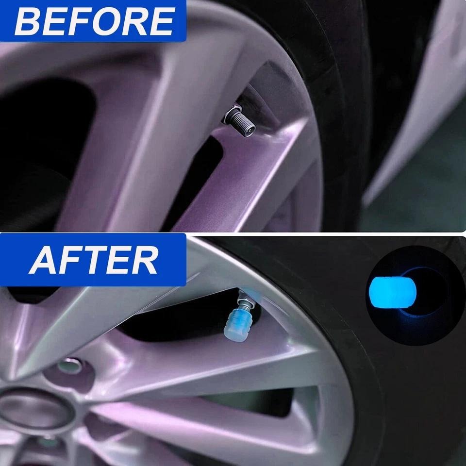 4x Fluorescent Universal Luminous Glow In Dark Car Tire Tyre Valve Caps Cover UK UK - Image 4