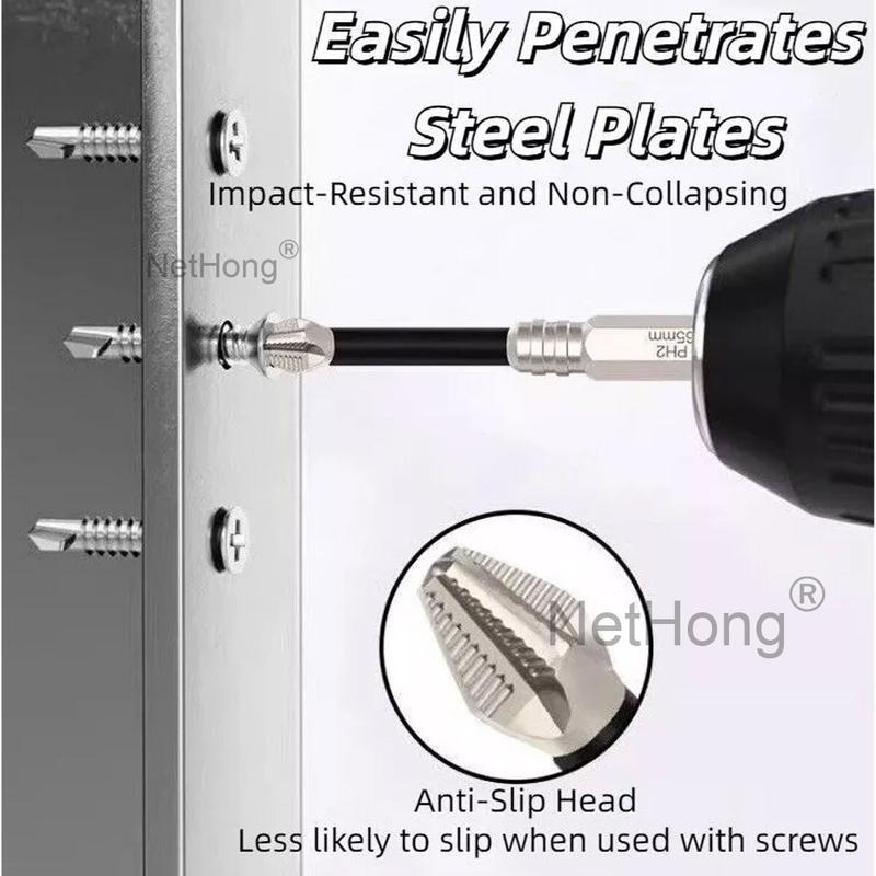 9PCS Cross Head Impact Drill Bits-Magnetic Anti-Slip Screwdriver Bits For Drills UK - Image 5