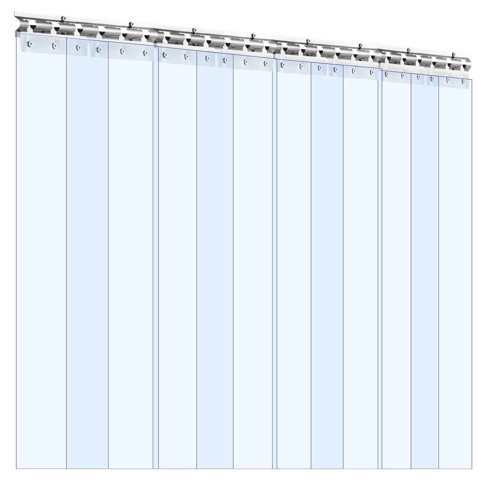 Clear PVC Strip Curtain, 84 In Height X 48 In Width X 0.08 In Thickness, 8 PCS Walk In Freezer Cooler Curtain Strips, Thermal Insulating Plastic Door Strips For Warehouse, Freezer, Garage Doors