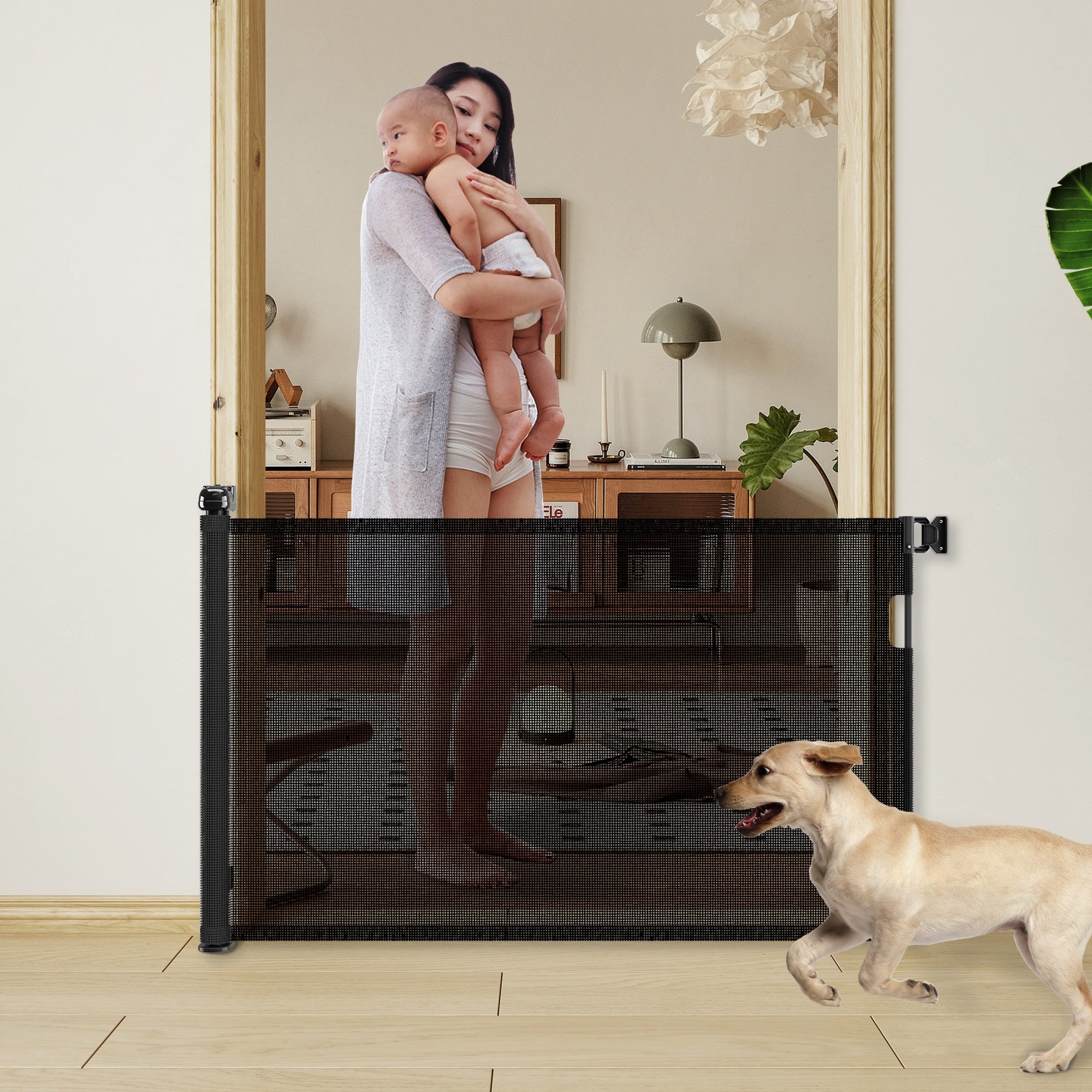 Retractable Baby Gate, Mesh Dog Gate For Doorways, Extends Up To 76 Wide, 33 Tall Child Safety Gate For Doorways, Indoor & Outdoors, Stairs, Hallways, Black Non-EBAY Certified Warehouse