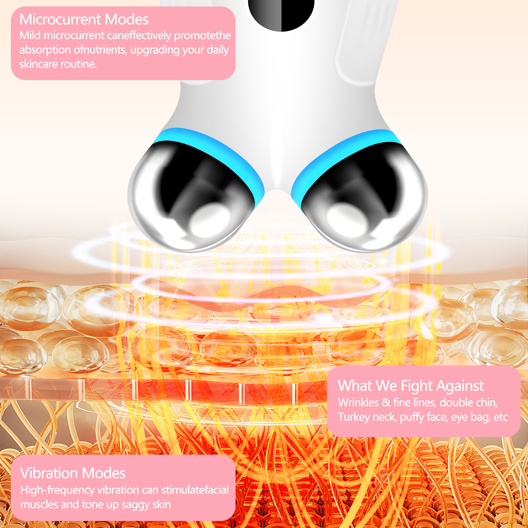 Anti Aging And Wrinkles Microcurrent Facial Device, Boost Skin Care Products Absorption - White - Image 3