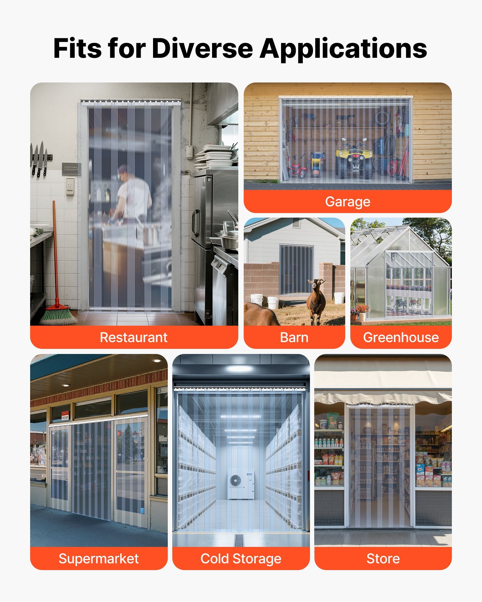 Clear PVC Strip Curtain, 84 In Height X 48 In Width X 0.08 In Thickness, 8 PCS Walk In Freezer Cooler Curtain Strips, Thermal Insulating Plastic Door Strips For Warehouse, Freezer, Garage Doors - Image 5