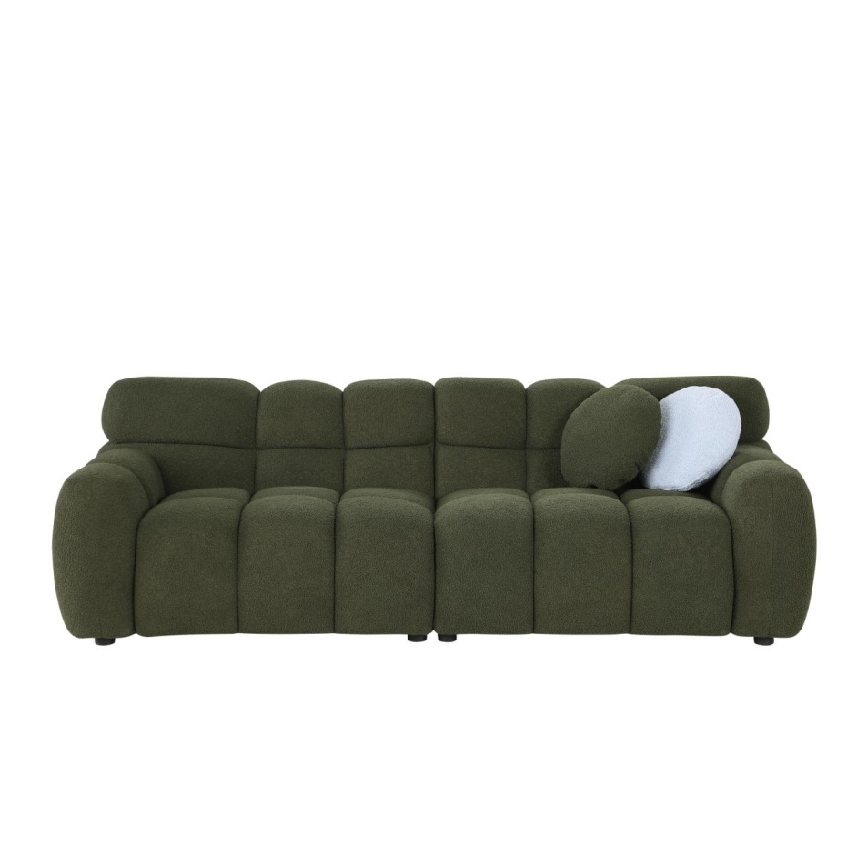 87.4 Length ,35.83inch Deepth ,human Body Structure For USA People, Marshmallow Sofa,boucle Sofa ,3 Seater, OLIVE GREEN BOUCLE - Image 6