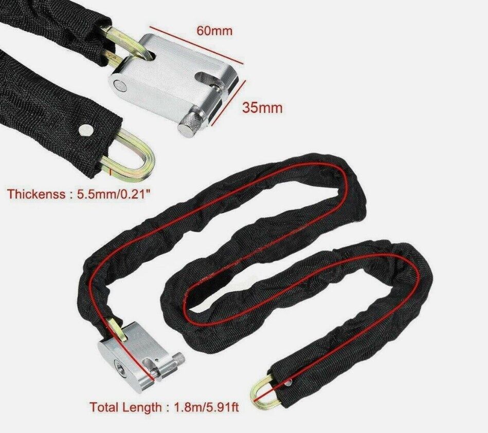 80CM Heavy Duty Steel Strong Motorcycle Bike Outdoor Safety Chain And Padlock Lock UK - Image 6
