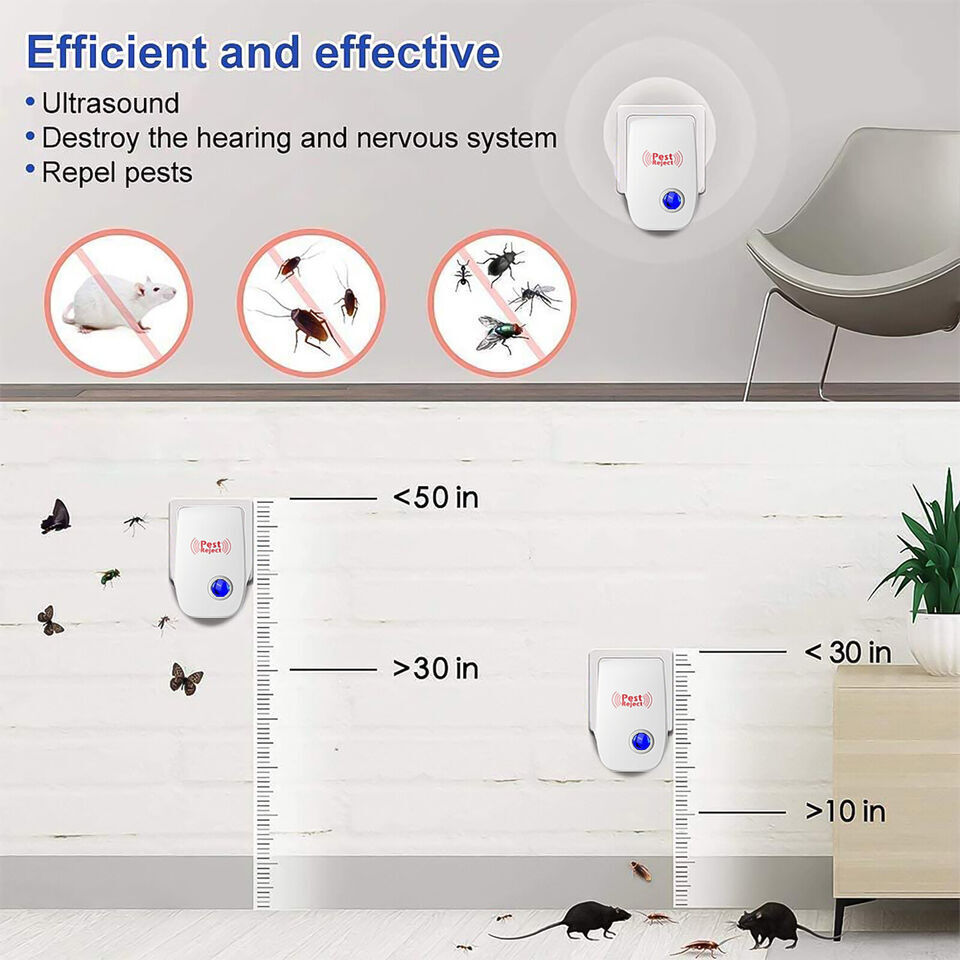 4X Ultrasonic Pest Control Repeller UK Plug-in Reject Rat Mouse Mice Spider - Image 9