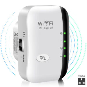 WiFi Extender Booster For Home, WiFi Signal Extender With Ethernet Port-Quick Setup, WiFi Range Repeater Booster Internet Amplifier UK Plug 300Mbps White