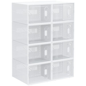 8PCS Clear Shoe Box, Plastic Stackable Shoe Storage Box For UK/EU Size Up To 8.5/43 With Magnetic Door For Women/Men, 25 X 35 X 19cm