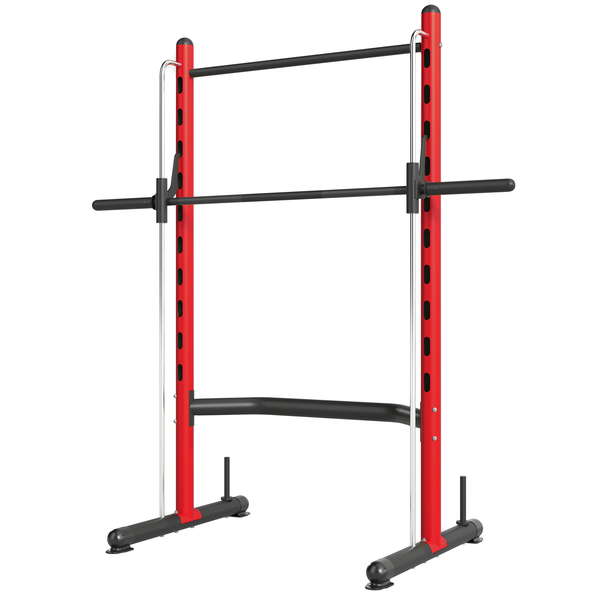 Squat Rack With Pull Up Bar And Barbell Bar Adjustable Bench Press Multi-Function Weight Lifting Half Rack, Red - Image 3