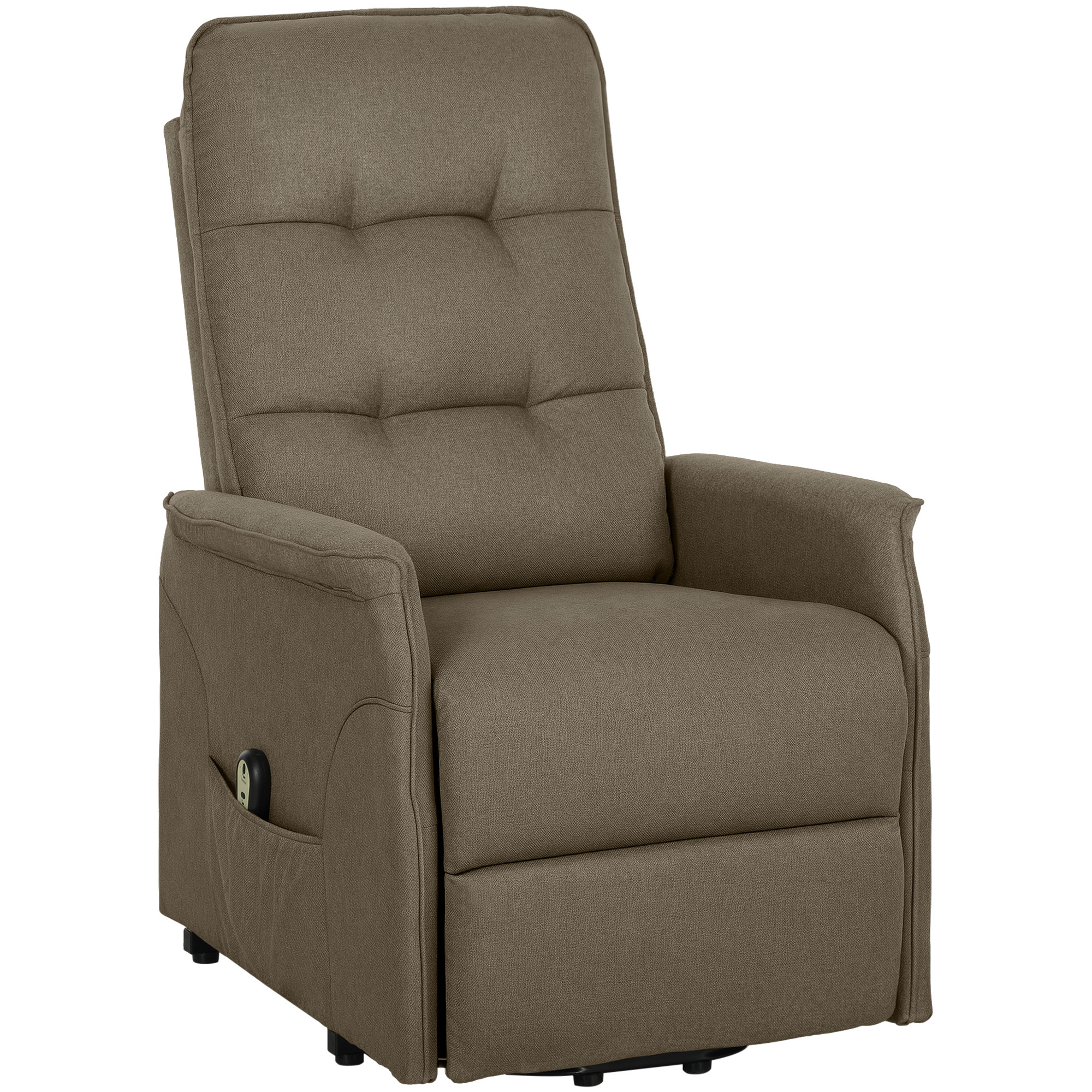 Power Lift Chair For Elderly, Fabric Recliner Sofa With Remote Control, Side Pockets, Quick Assembly, Brown - Image 3
