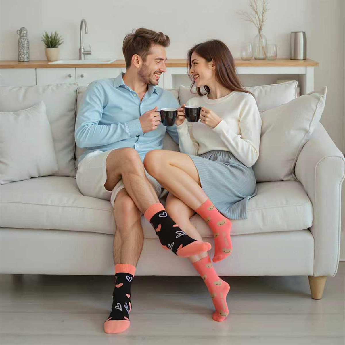 Trending Valentine's Day Gift Item 2 Pairs Of Mid-Calf Cotton Socks For Couples Unisex Soft And Cozy Design - Image 3