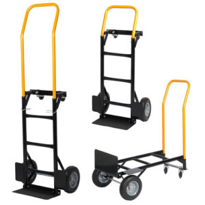 Hand Truck Dual Purpose 2 Wheel Dolly Cart And 4 Wheel Push Cart With Swivel Wheels 330 Lbs Capacity Heavy Duty Platform Cart For Moving Warehouse Garden Grocery