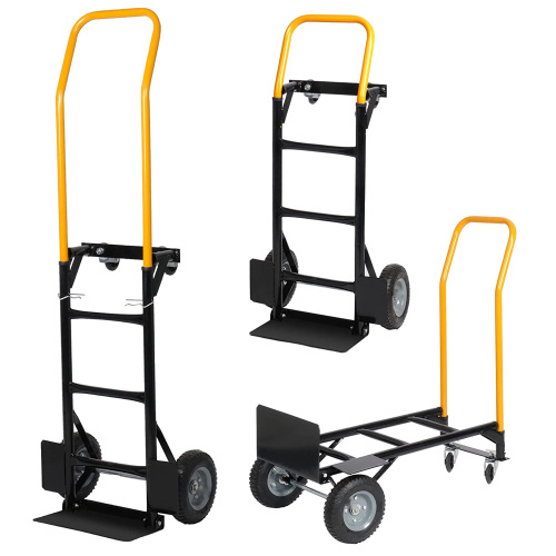 Hand Truck Dual Purpose 2 Wheel Dolly Cart And 4 Wheel Push Cart With Swivel Wheels 330 Lbs Capacity Heavy Duty Platform Cart For Moving Warehouse Garden Grocery