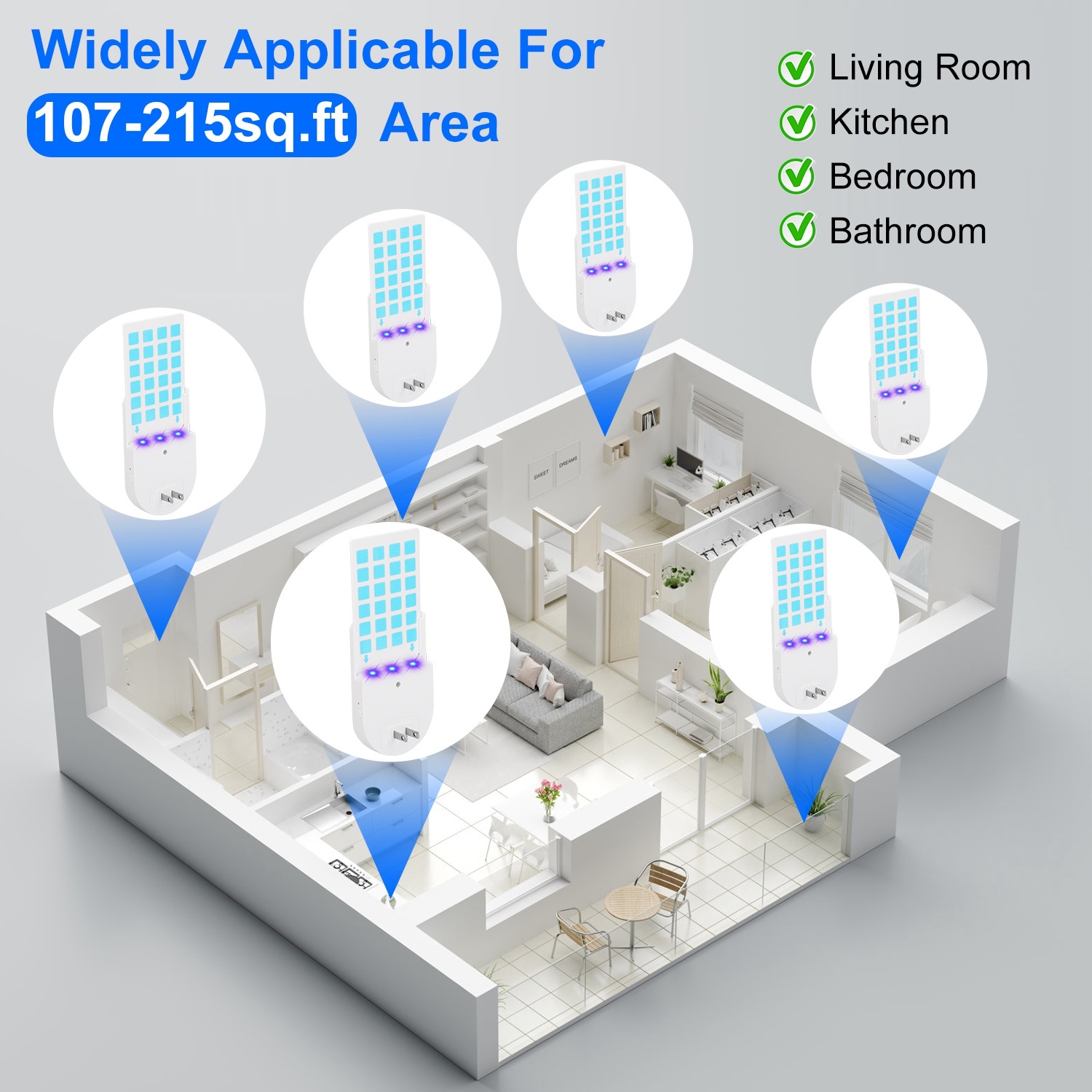 1Set Plug In Indoor Flying Insect Trap 5 Glue Boards UV Light Mosquito Killer With Night Light Dimmable Brightness Fly Odorless Safe Bug Zapper For Gnat Moth Fruit Fly - Image 5