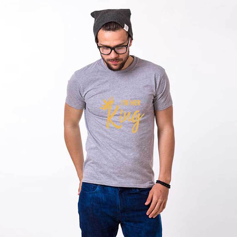 I'm Her King, His Queen Trending Couple Men And Women Letters Short-Sleeved T-Shirt - Image 5