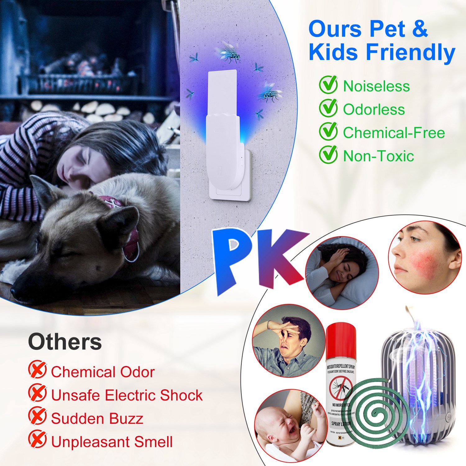 1Set Plug In Indoor Flying Insect Trap 5 Glue Boards UV Light Mosquito Killer With Night Light Dimmable Brightness Fly Odorless Safe Bug Zapper For Gnat Moth Fruit Fly - Image 2