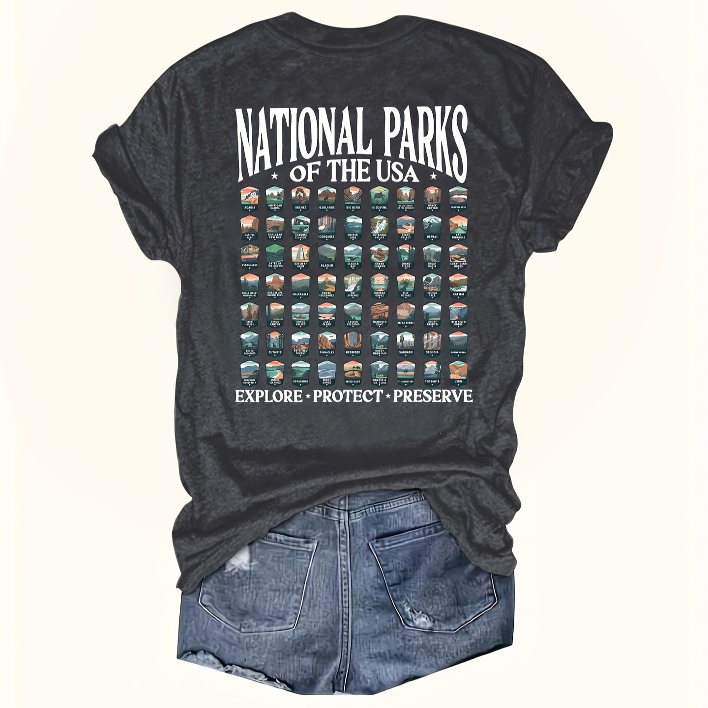 Summer Explore Graphic T-Shirt - National Parks USA Polyeste