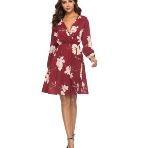 USA size deep V-neck long-sleeved waist slim dress