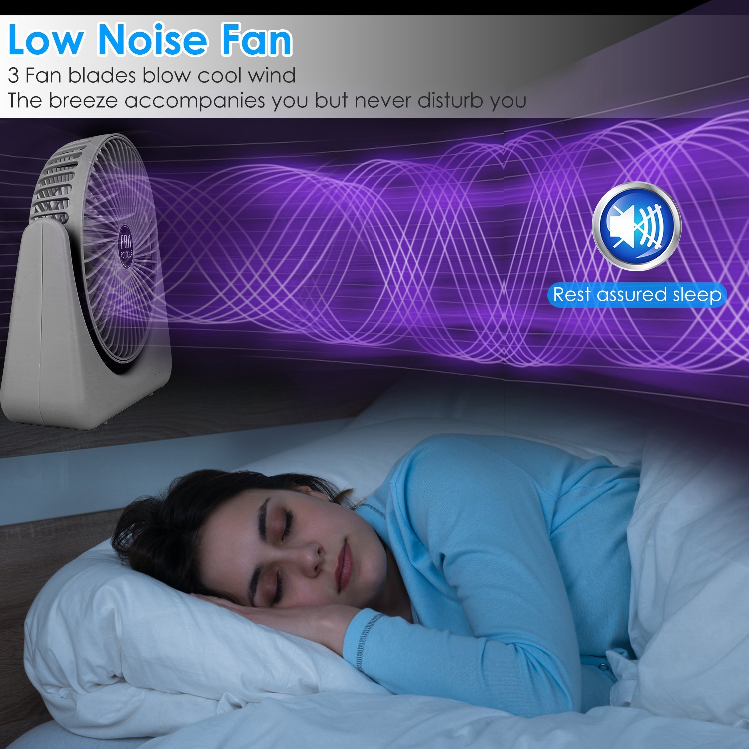 6.5in Desk Fan USB Powered 2 Speeds Table Cooling Fan Tilt Quiet Desktop Fan For Bedroom Office - Image 6