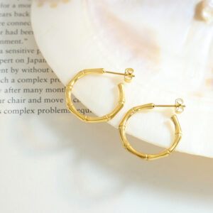 All-match Bone Joint Titanium Steel 18K Gold Plating C- Shaped Trending Earrings