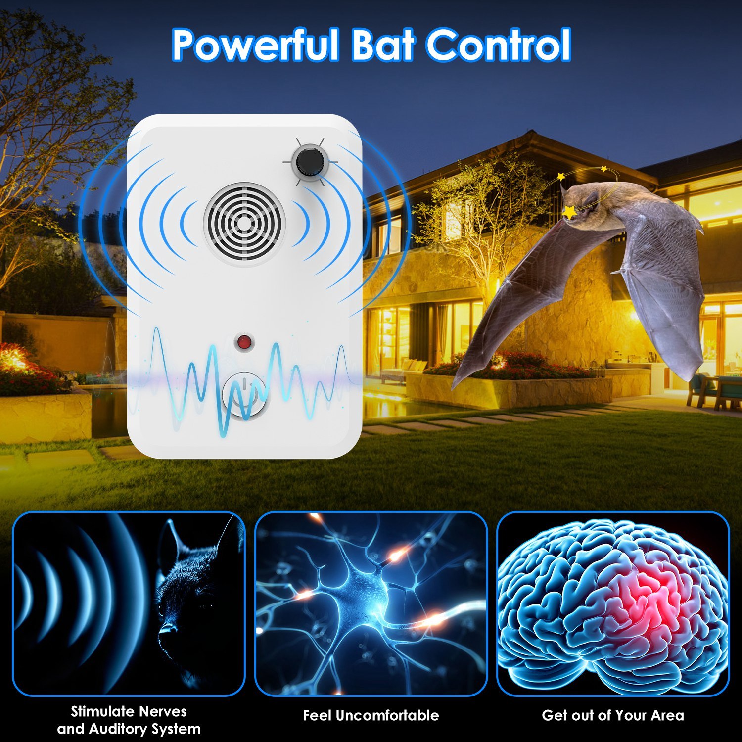 4Pack Plug In Ultrasonic Bat Repellent Indoor Bird Mouse Deterrent Device With 6 Adjustable Levels For Attic Garage Kitchen Warehouse - Image 5