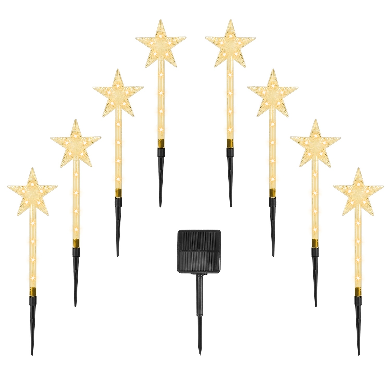 8Pack Christmas Solar Stake Light 64LED Beads Star Shaped Pathway Lights With 8 Lighting Modes IP64 Waterproof Xmas Decoration For Garden Patio Yard Porch Driveway - Image 9