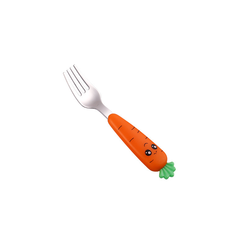 New Trending Children's Carrot Tableware Suit 304 Stainless Steel Tableware Baby Solid Food Spoon Fork Tableware - Image 5