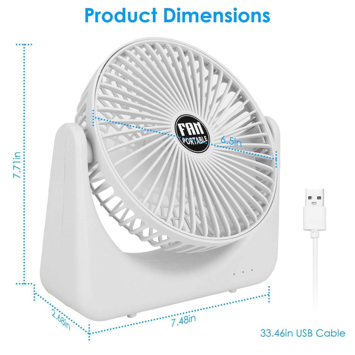 6.5in Desk Fan USB Powered 2 Speeds Table Cooling Fan Tilt Quiet Desktop Fan For Bedroom Office - Image 5