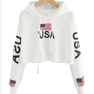 Spring And Autumn Long Sleeve Ladies Flag Print USA Top
