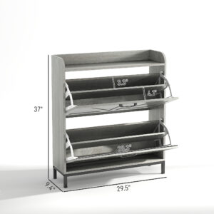 Shoe Cabinet Organizer With 2 Flip Drawers, Legs, Narrow Shoe Storage Cabinet For Entryway, Hallway, Light Gray