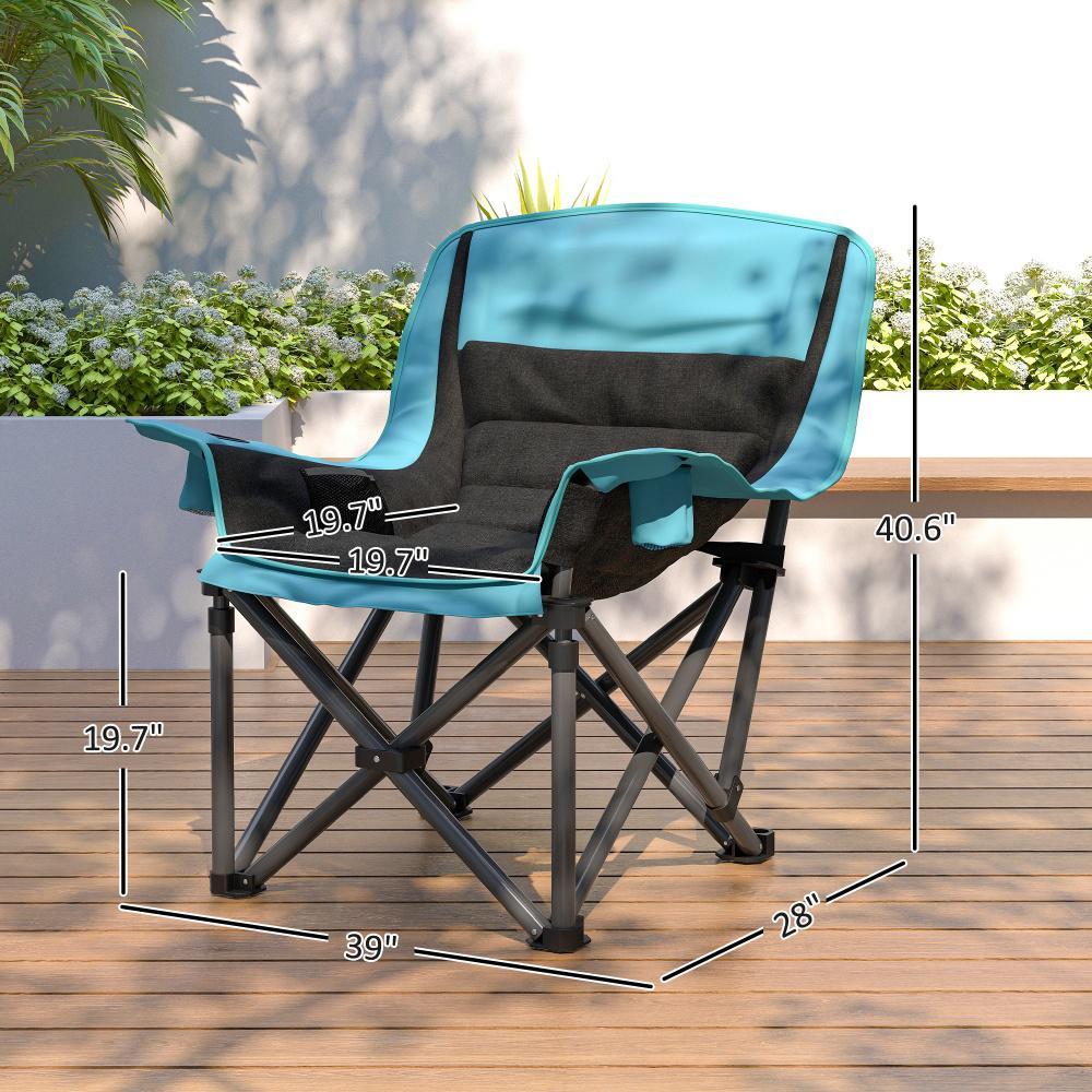 Camping Chair For Adults, Portable Folding Camping Chair W Side Pockets, Cup Holders, Carry Bag, Green And Black - Image 5
