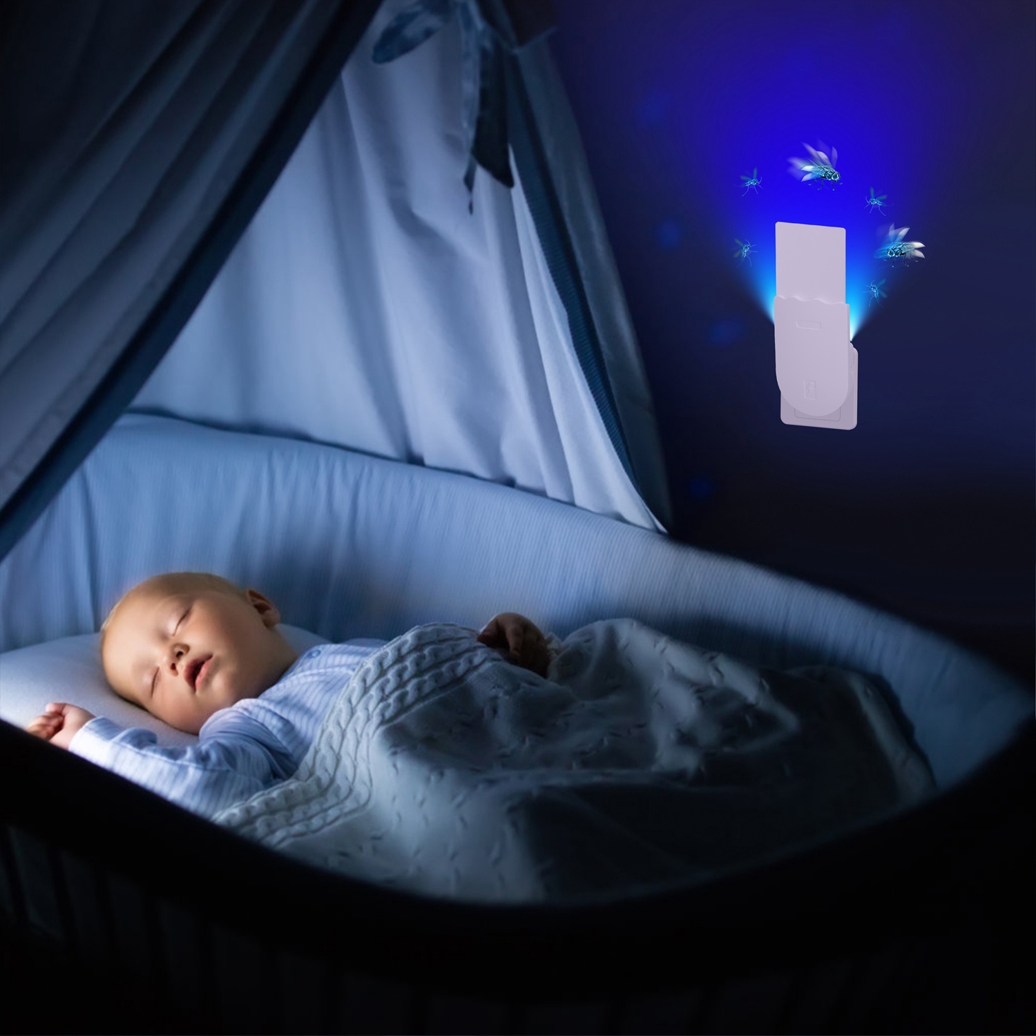 1Set Plug In Indoor Flying Insect Trap 5 Glue Boards UV Light Mosquito Killer With Night Light Dimmable Brightness Fly Odorless Safe Bug Zapper For Gnat Moth Fruit Fly - Image 6