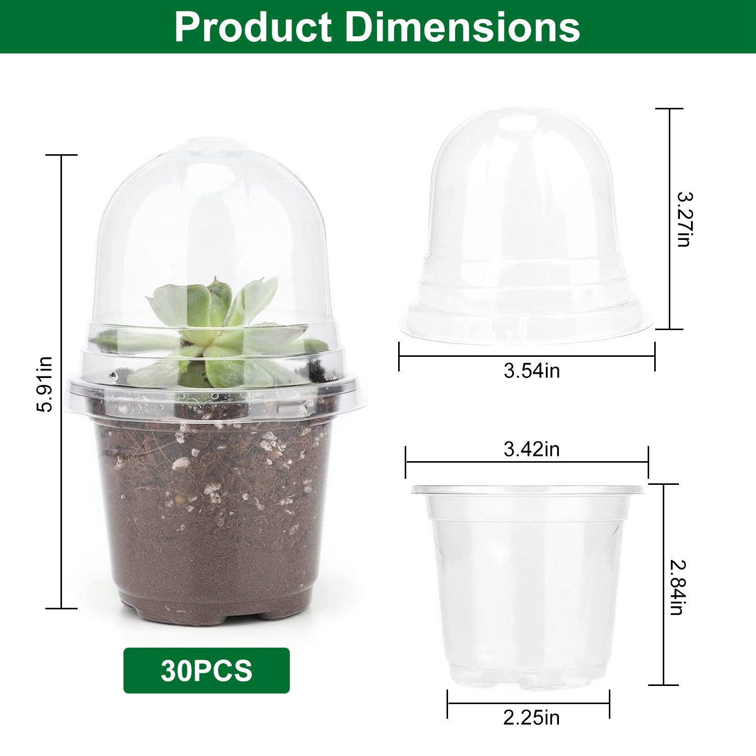 30Pcs Plant Nursery Pots PET Flower Seed Starting Pots Container With Dome With Drainage Holes - Image 10