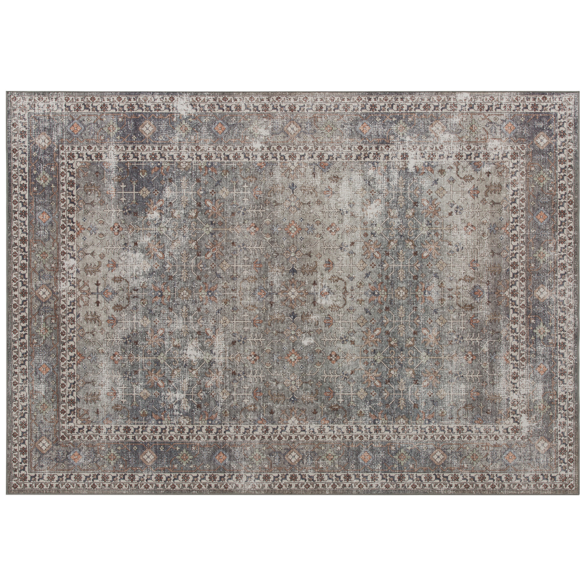 Machine Washable Area Rug 8x10, Non-Slip Traditional Floor Cover Foldable Carpet For Living Room, Dark Mixed-Brown - Image 3