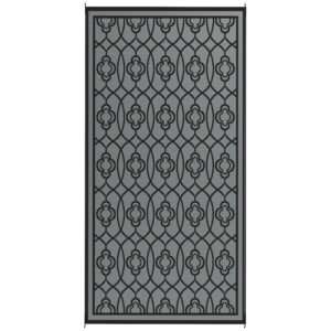 Reversible Outdoor Rug, Waterproof Plastic Straw With Carry Bag, 9 X 18, Black & Gray Lantern
