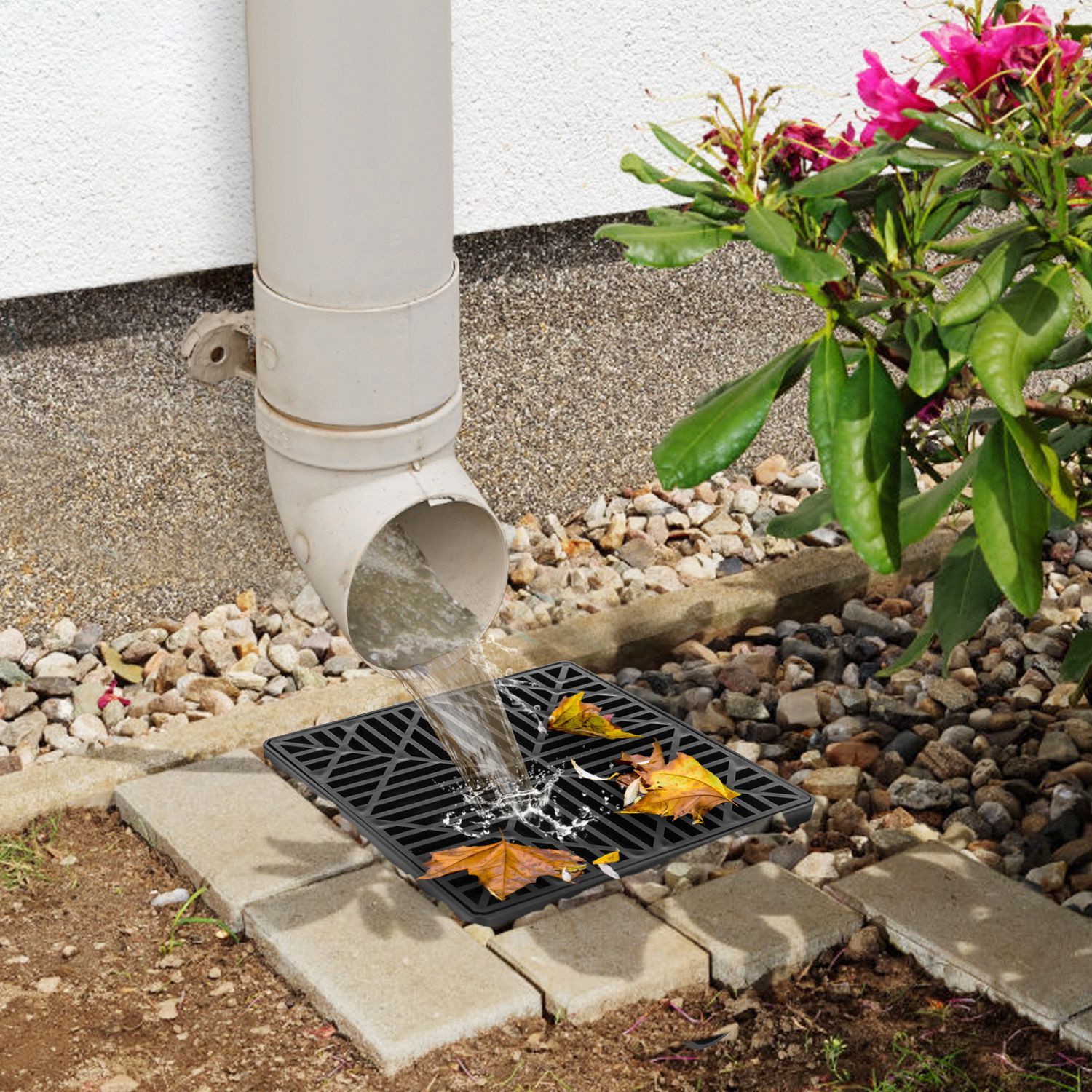 2Pcs Gutter Downspout Extension Low Profile No Deep Digging Catch Basin Downspout Extender With 4.9FT Flexible Extendable Hose For House Foundation Protection - Image 2