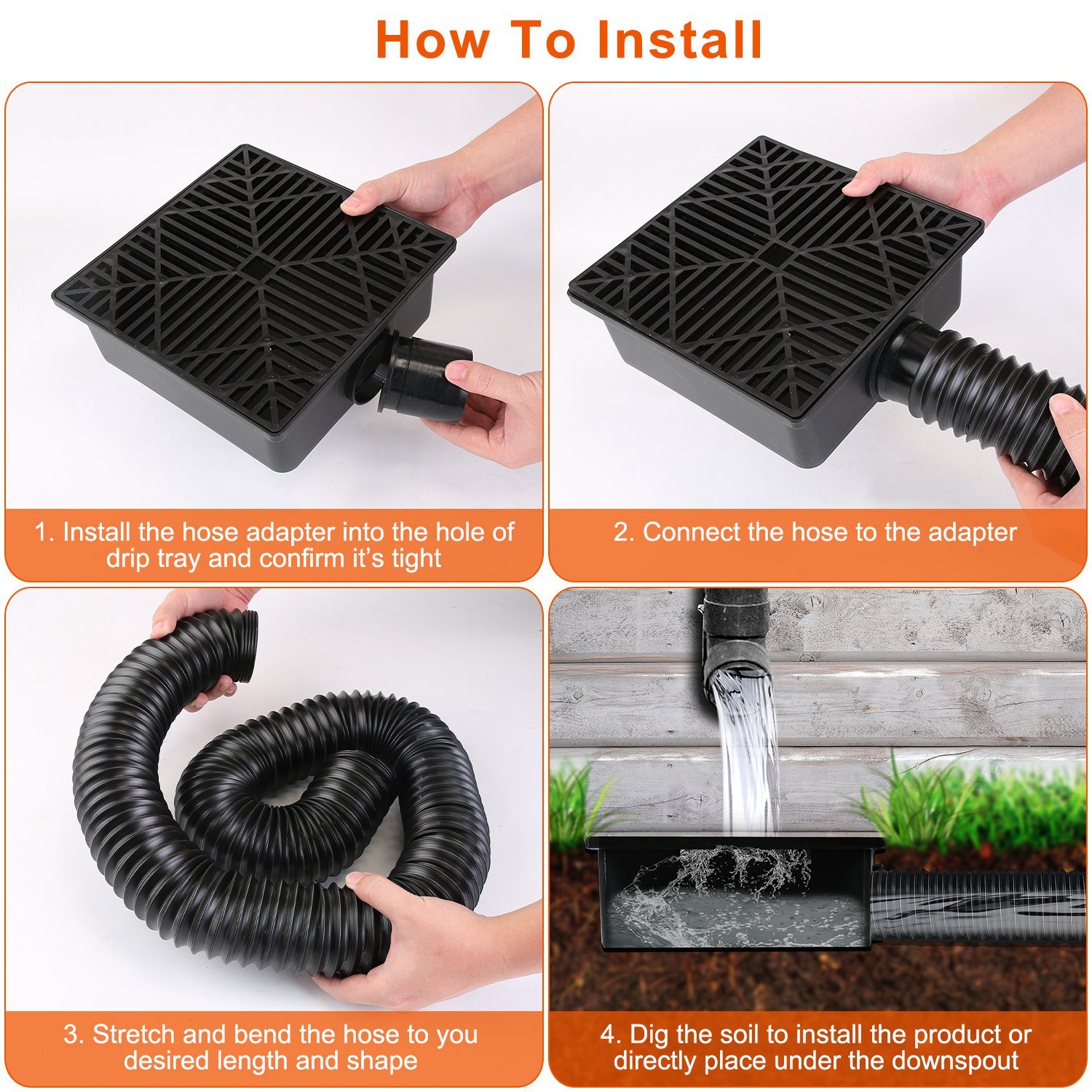 2Pcs Gutter Downspout Extension Low Profile No Deep Digging Catch Basin Downspout Extender With 4.9FT Flexible Extendable Hose For House Foundation Protection - Image 10