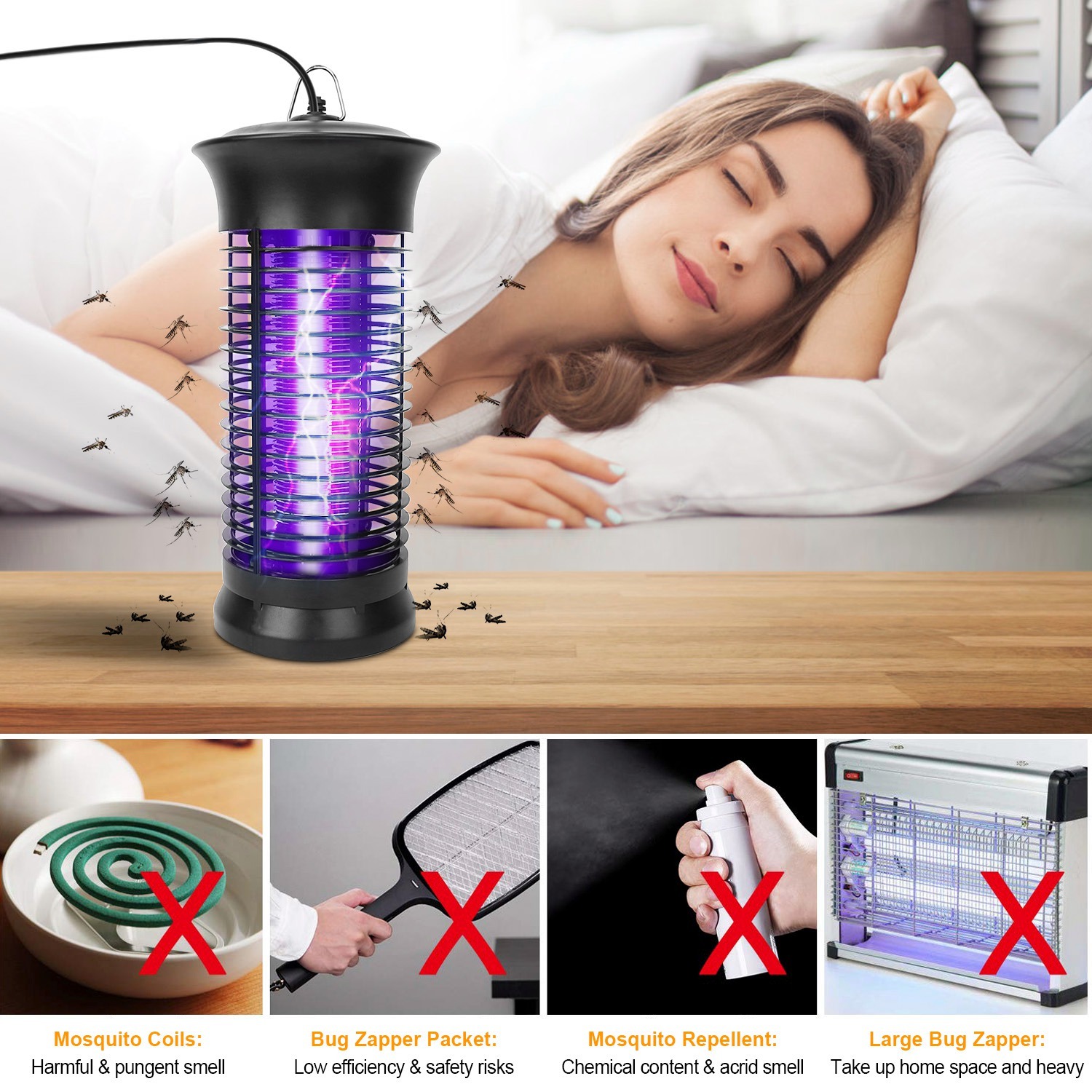1Pc Electric Bug Zapper Mosquito Killer UV Light Flying Zapper Insect Killer Lamps Pest Fly Trap Catcher Odorless Noiseless - Image 6