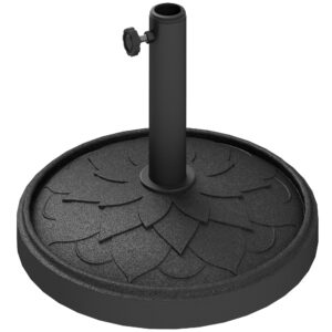 Round Patio Umbrella Base, 26 Lbs Resin Umbrella Stand Base, Heavy Duty Patio Umbrella Holder For 1.31.51.9 Umbrella Poles For Outdoor, Lawn, Poolside, Black