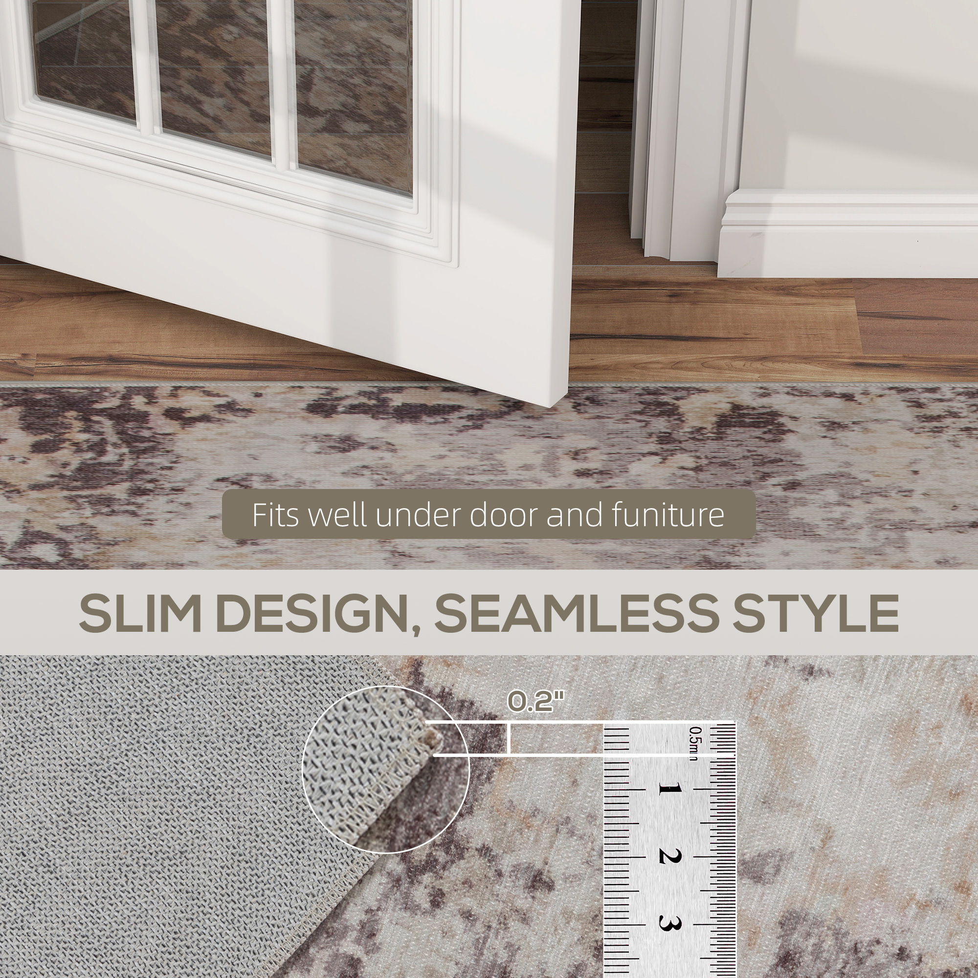 Machine Washable Area Rug 8x10, Non-Slip Modern Abstract Floor Carpet For Living Room, Bedroom, Dining Room, Mixed-Brown - Image 2