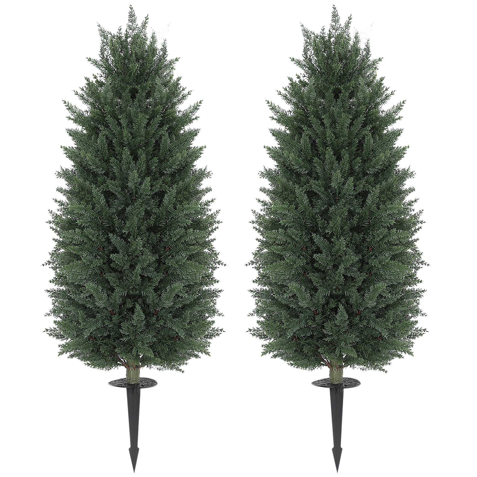 43.3 Inch Set Of 2 Artificial Cypress Topiary Tree, Indoor Outdoor UV Resistant Faux Plants With Ground Stake For Garden - Image 5