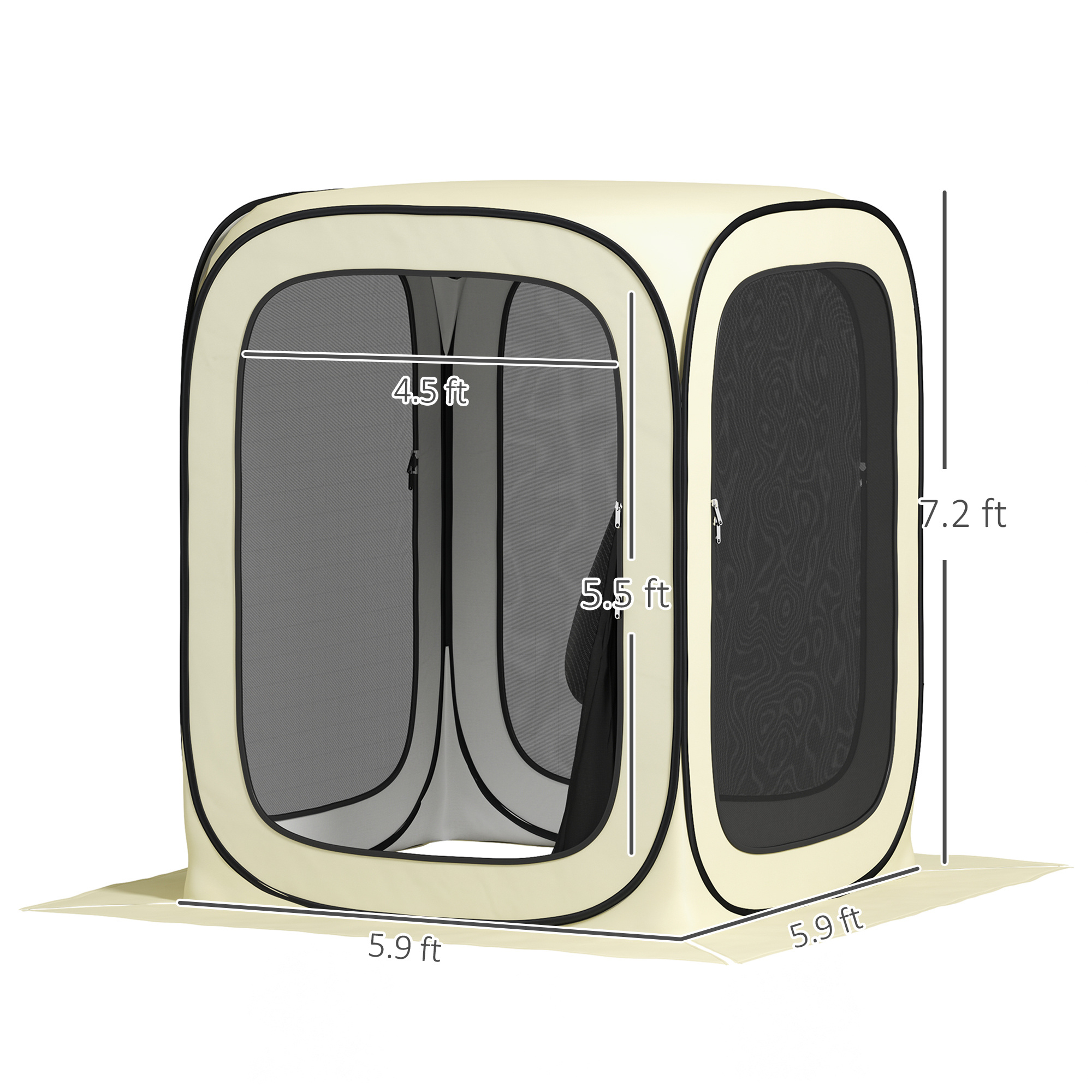 6 X 6ft Tent, UPF50 Portable Camping Gazebo Screen House With Carry Bag, Beige - Image 5