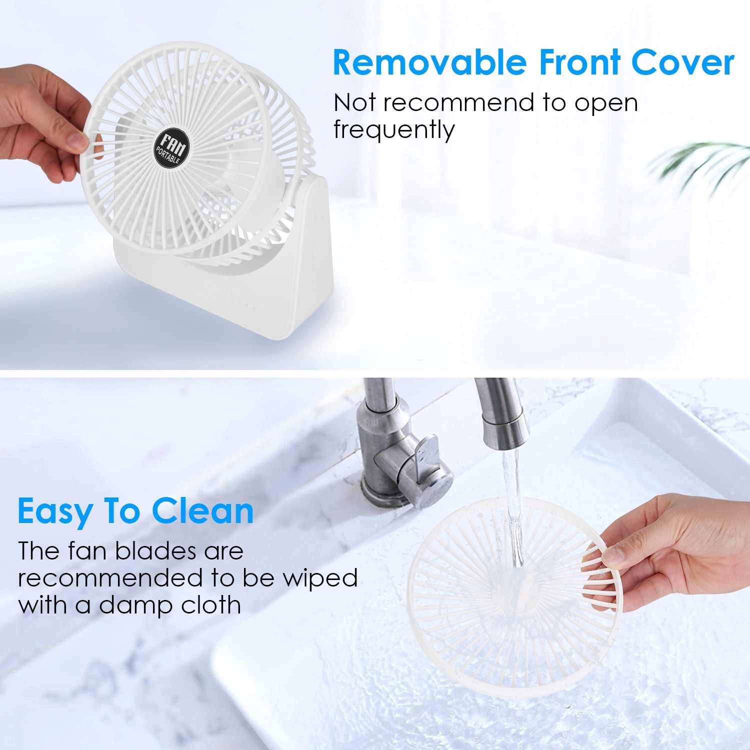 6.5in Desk Fan USB Powered 2 Speeds Table Cooling Fan Tilt Quiet Desktop Fan For Bedroom Office - Image 3