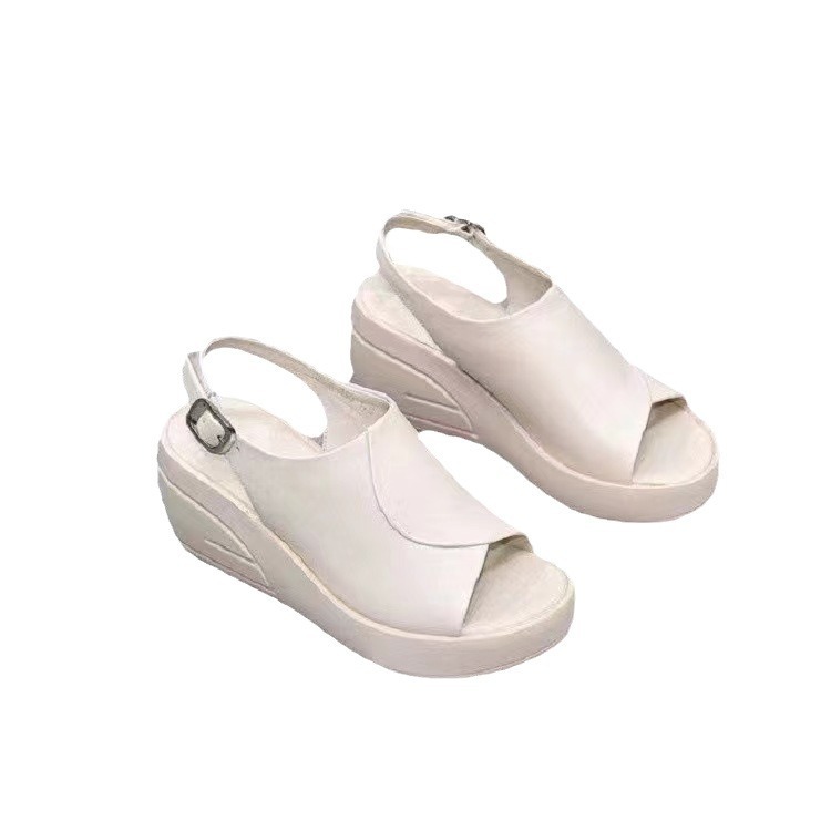 Summer New Real Soft Leather Wedge Sandals Women's Outer Wear Fashion Trending Platform - Image 5